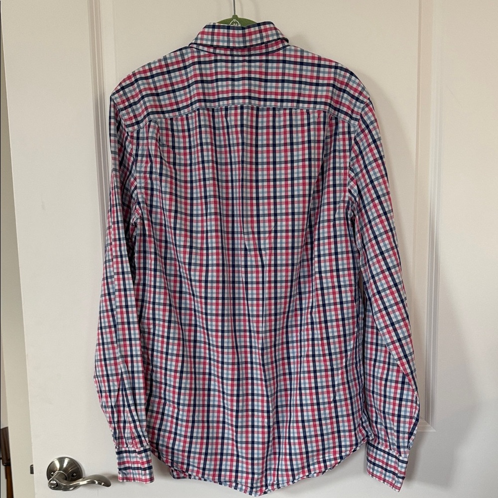 GAP Men's Casual Plaid Shirt - Pink, Blue, and White - Picture 5 of 6